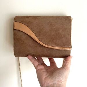 33 East cool brown suede vintage shoulder purse deco vibes in good condi…